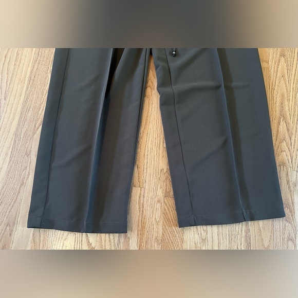 Karen Millen Twill Tie Waist Woven Straight Leg Army Green Pants - Size 12 - Picture 4 of 9